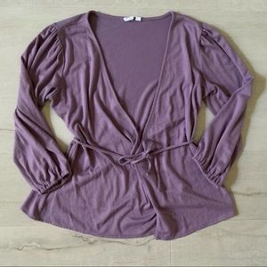 GAP Purple Wrap Tie Blouse Top